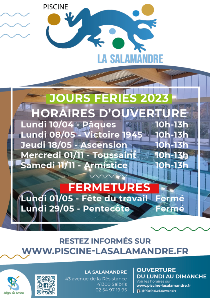affiche-jours feries piscine la salamandre 2023