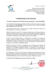 communiqué de presse fermeture piscine La Salamandre